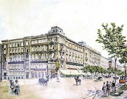 Zeichnung des DONAU Gebäudes in Wien
